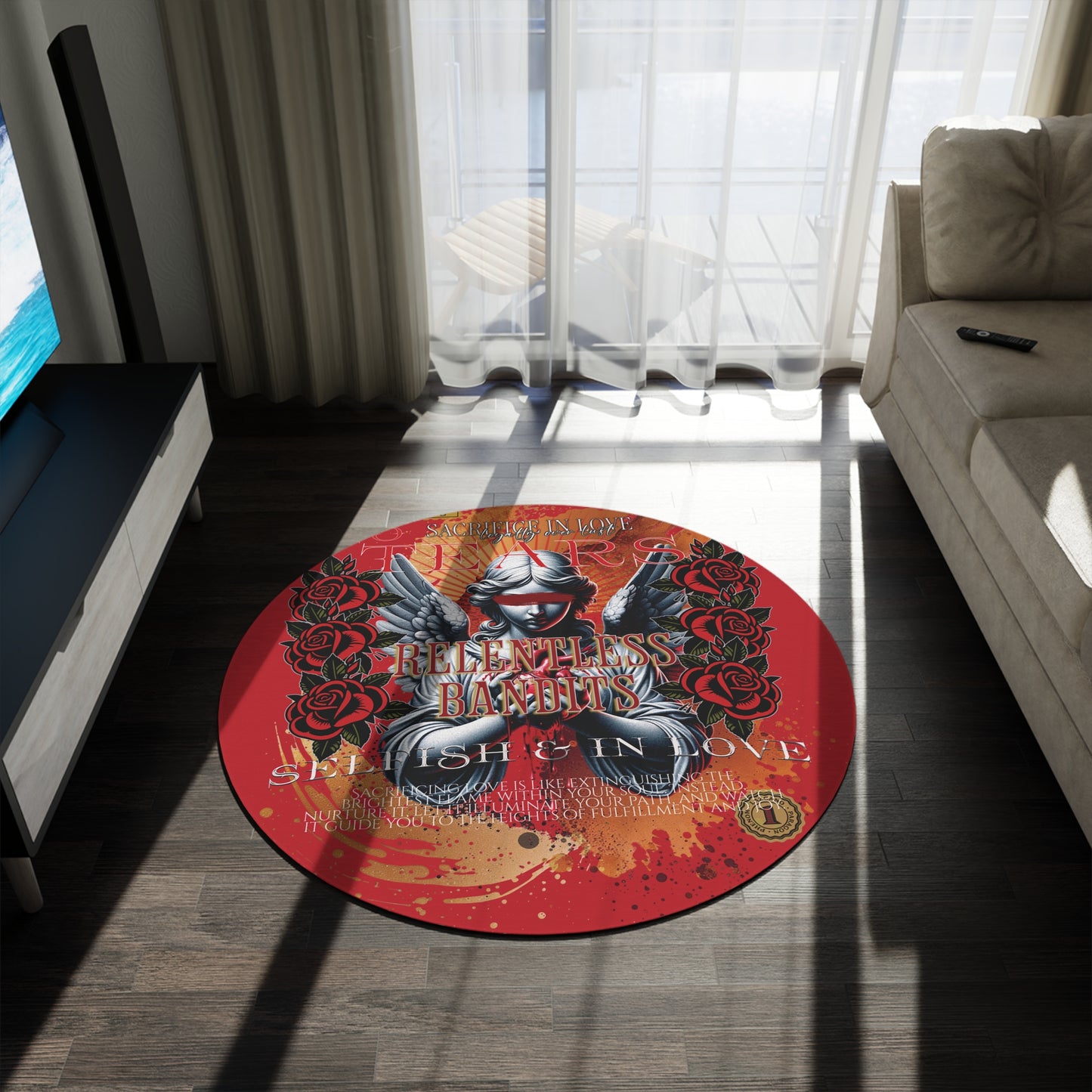 Relentless Bandits; Loyalty Over Lust Limited Edition **Lost in Love** (Extremely RARE) Red Round Rug